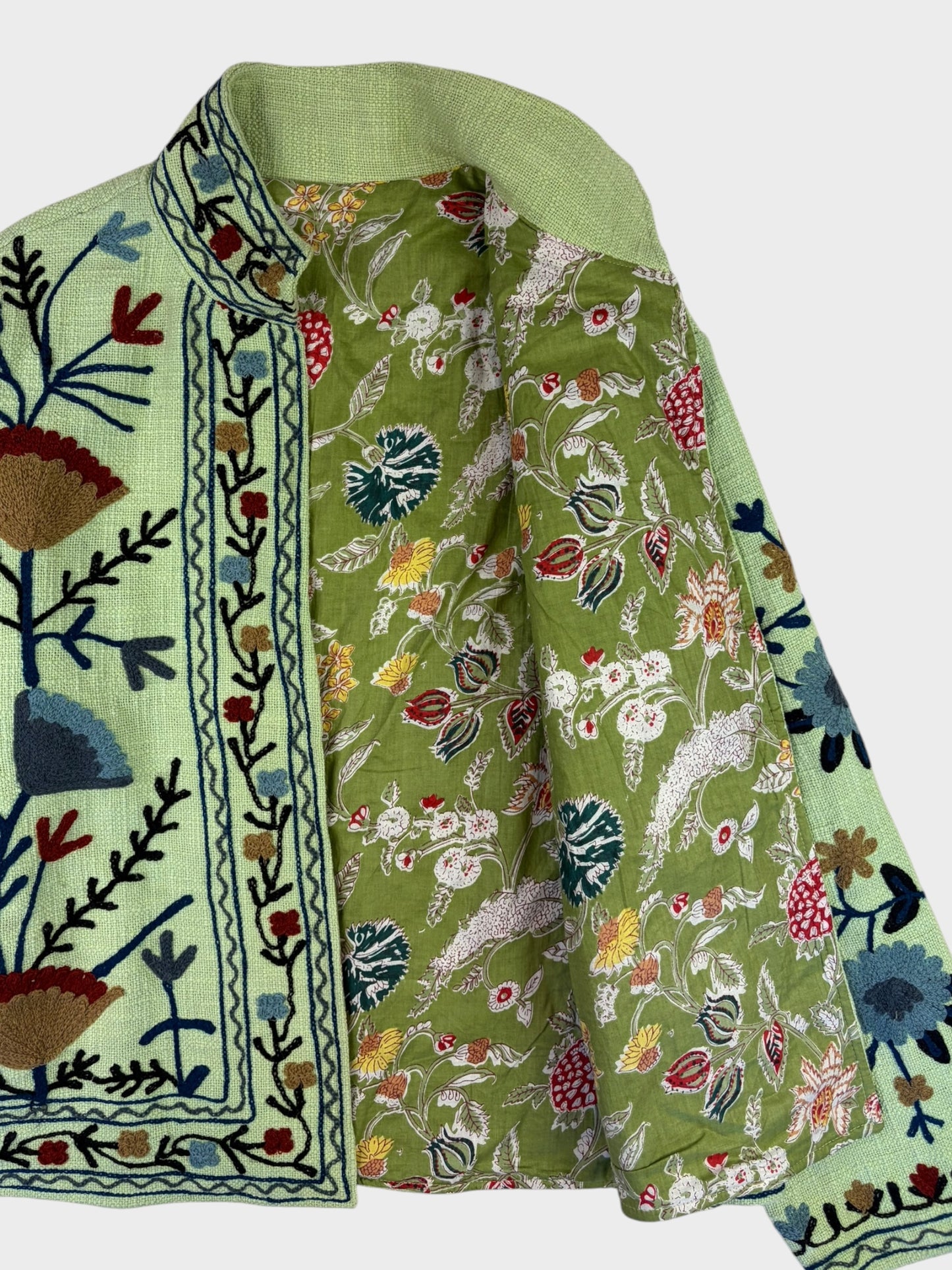 Green Embroidered Jacket, Fits a Size 10