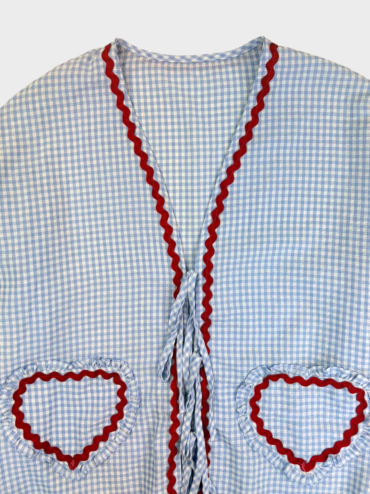 Blue & White Gingham Top, Size M