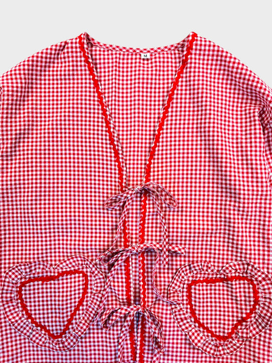 Red Gingham Top, Size M