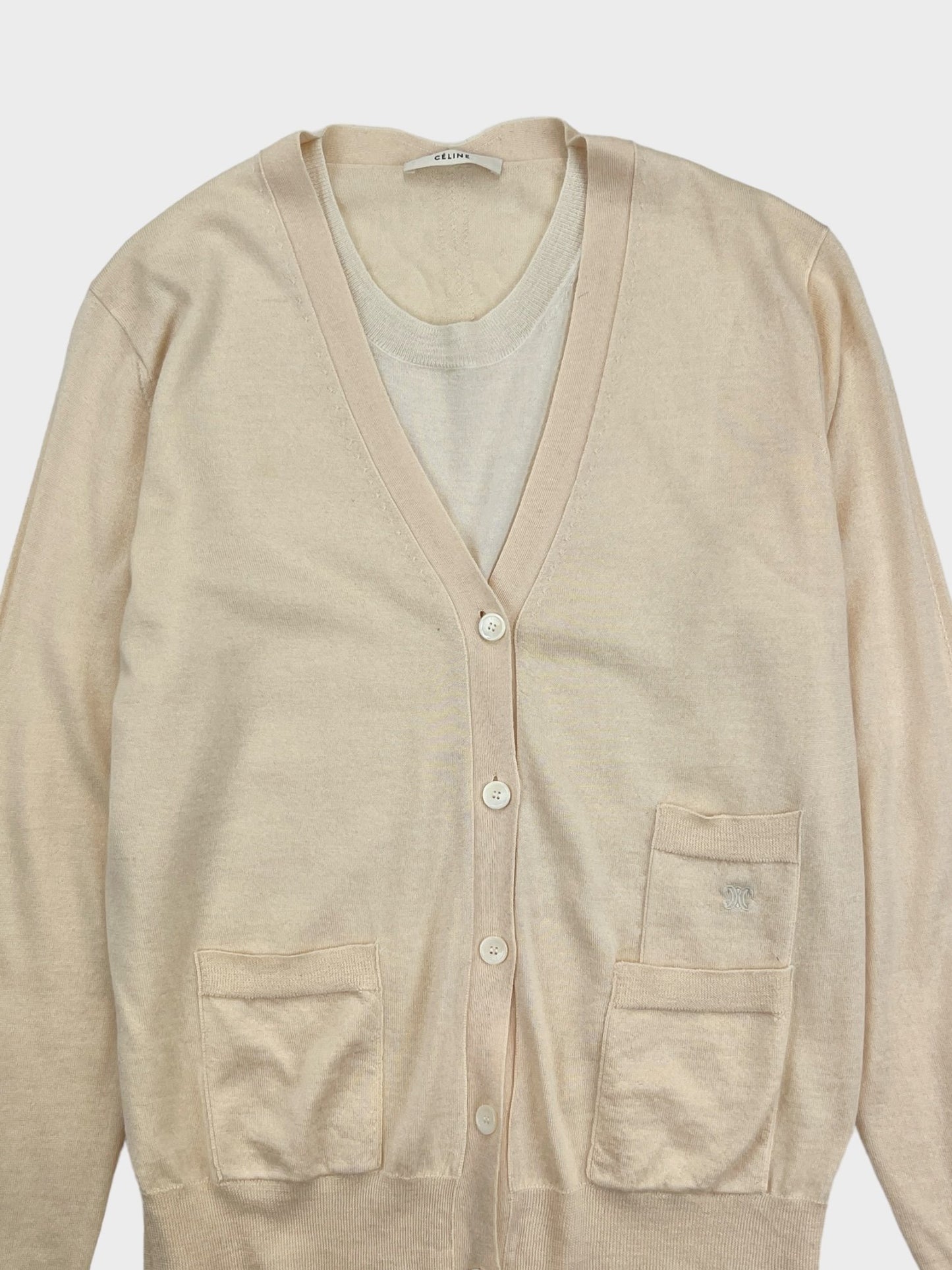 Celine Cashmere and Silk Cardigan, Size L- fits a 12 fine