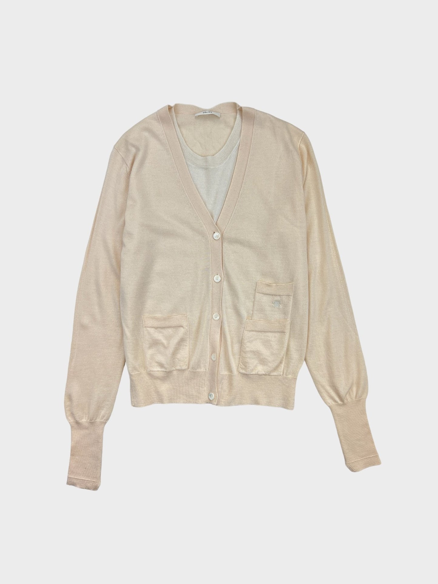 Celine Cashmere and Silk Cardigan, Size L- fits a 12 fine