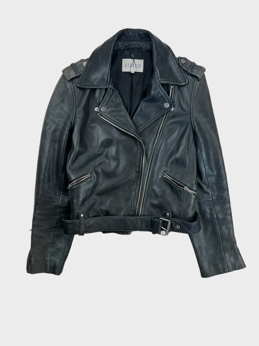 Claudie Pierlot Leather Jacket, Size 38
