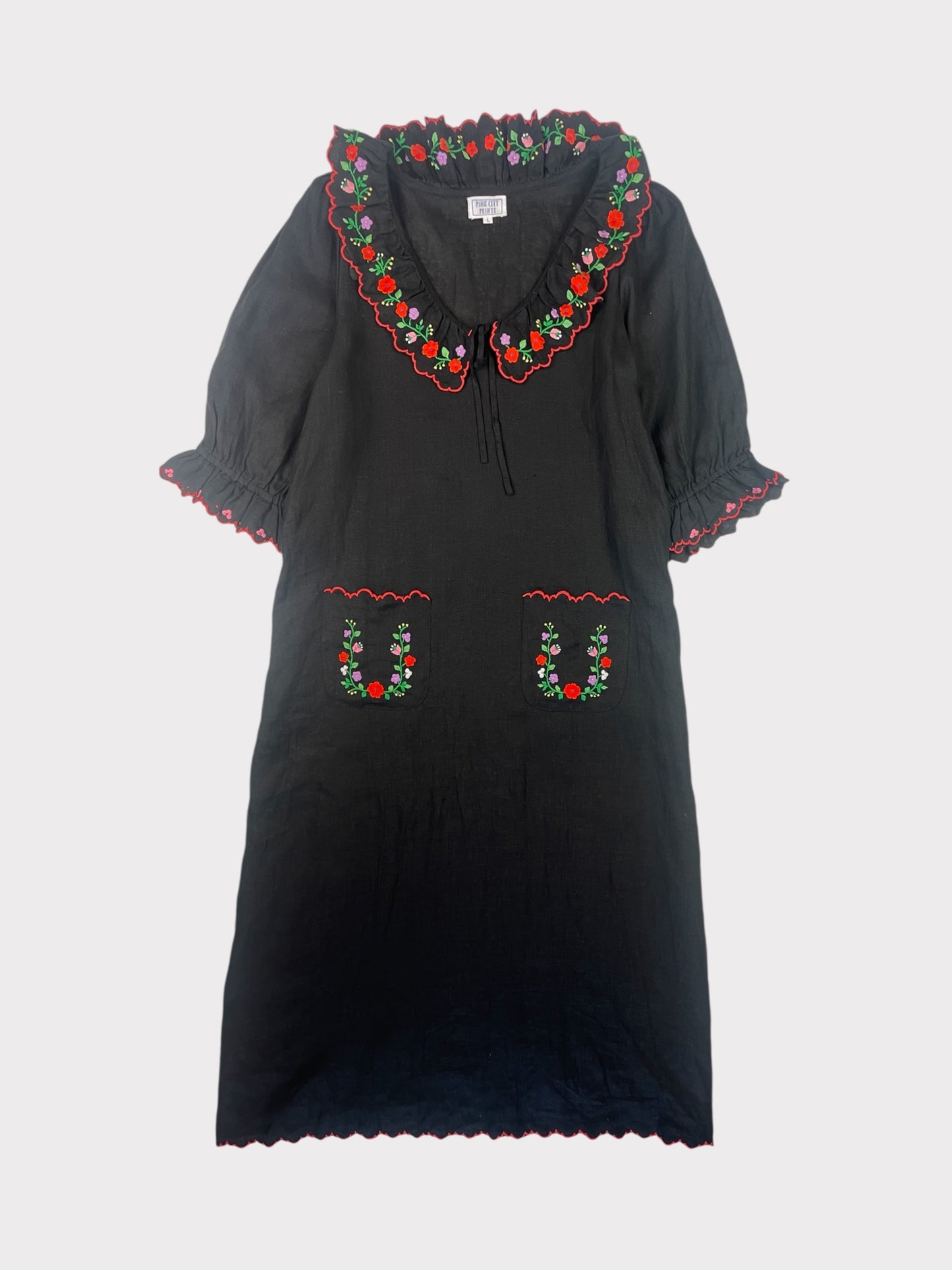 Pink City Prints Linen Dress, Size L