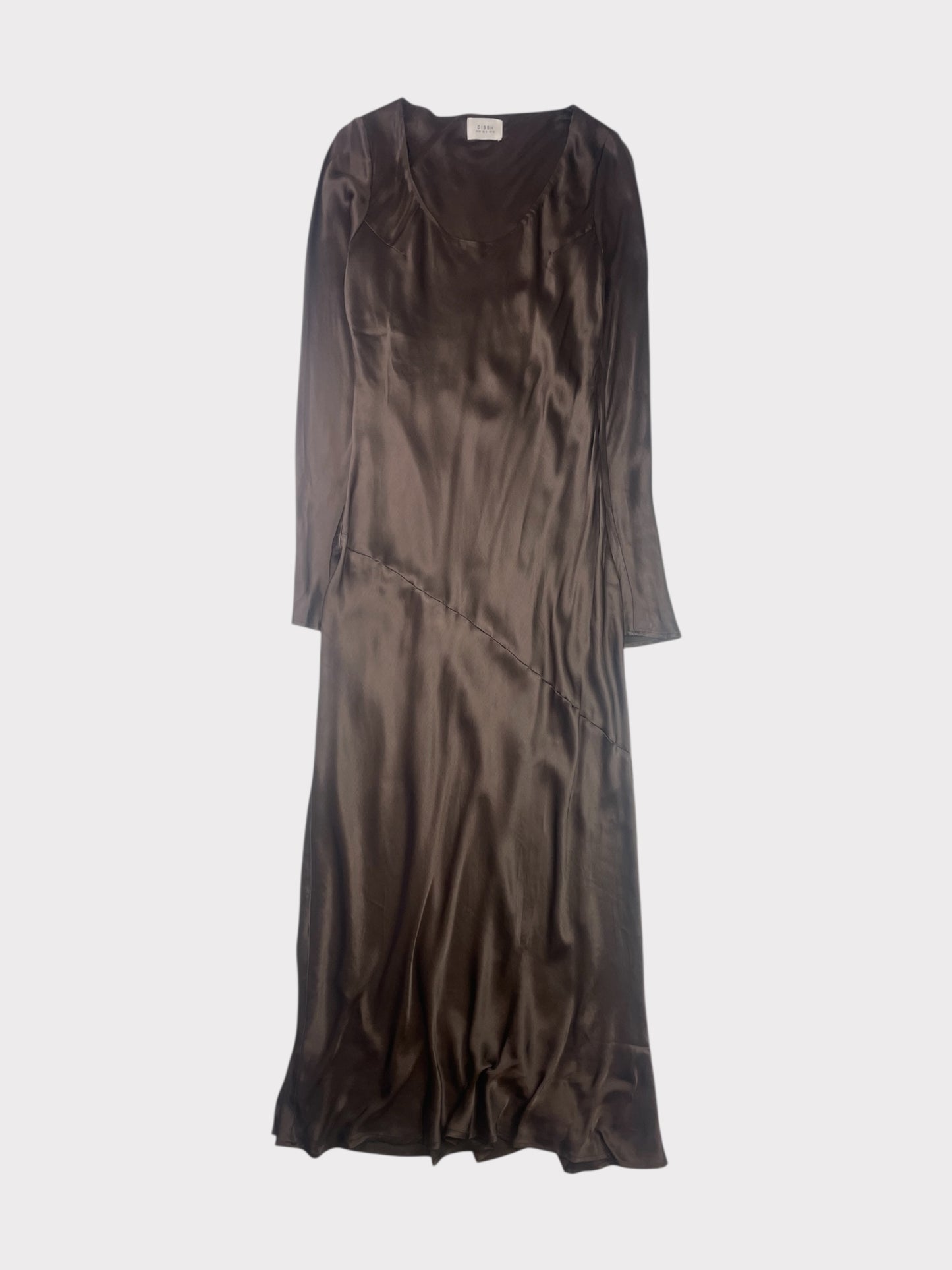 Dissh Chocolate Brown Satin Dress, Size 12