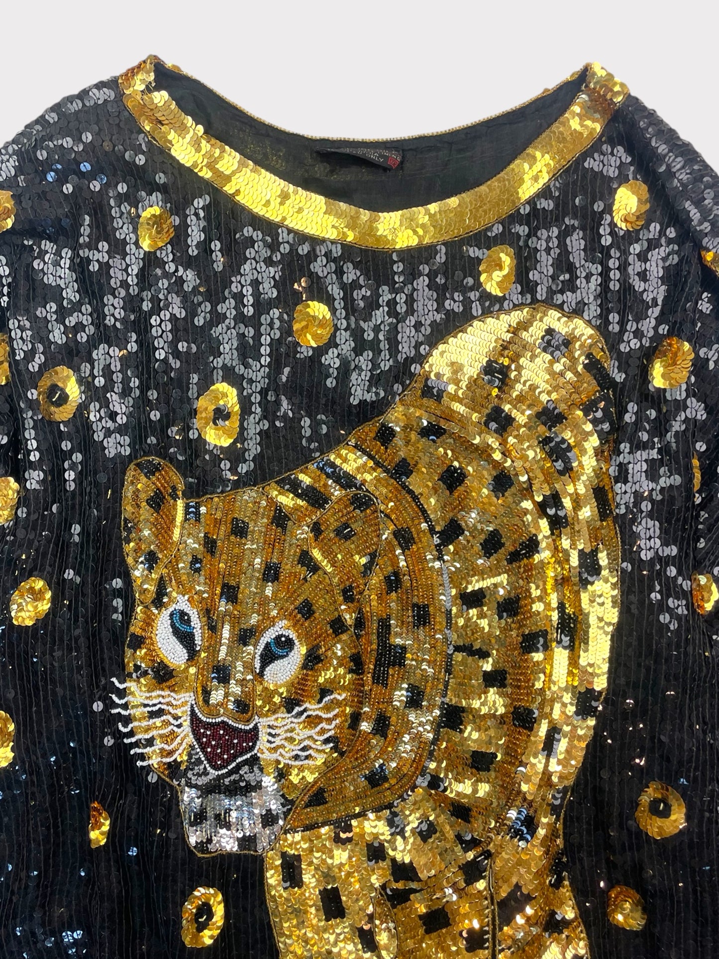 Vintage Silk and Sequin Leopard Dress, Would fit a Size 10/12