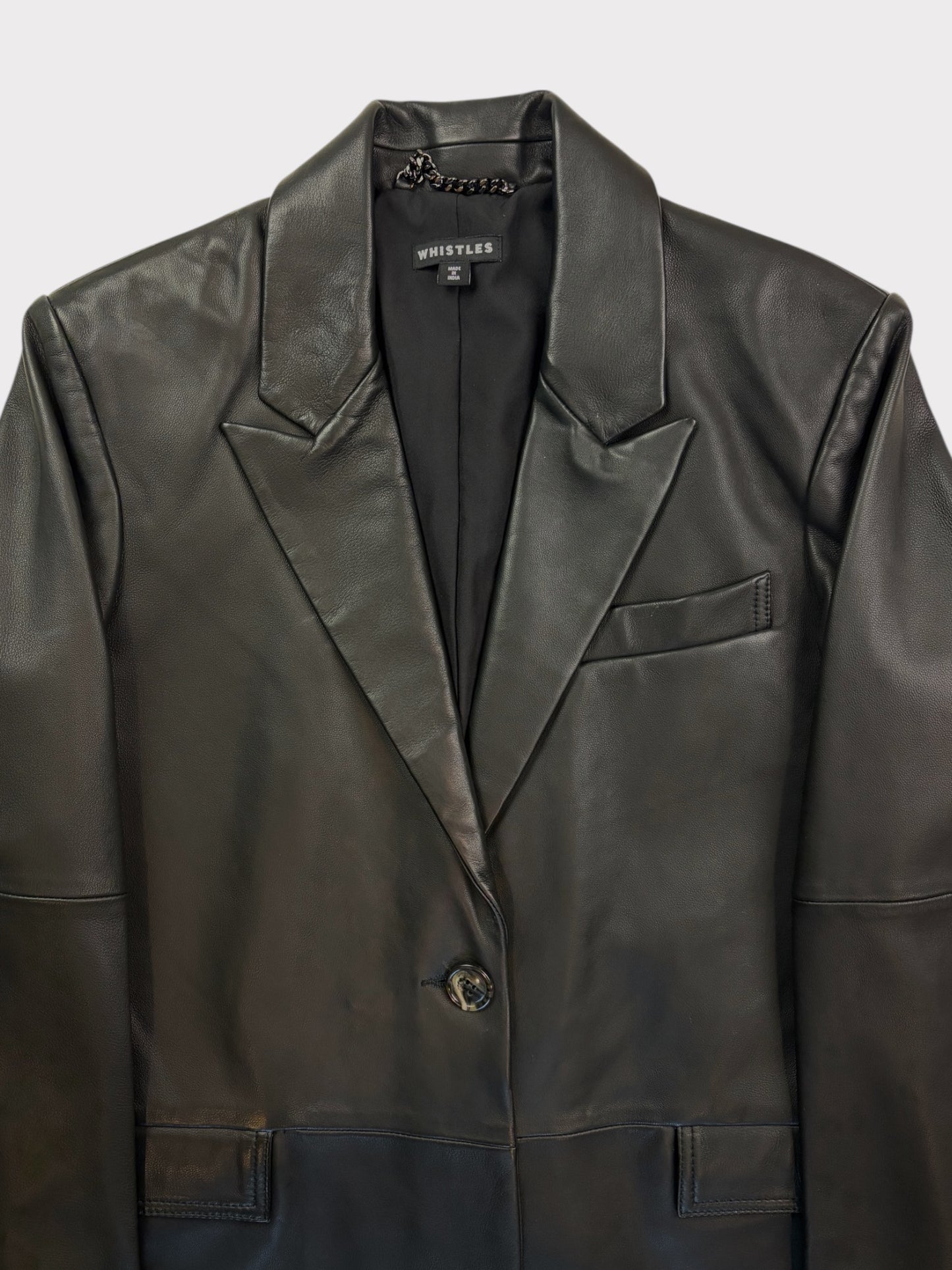 Whistles Leather Blazer, Size S. Fits a overiszed fit on a size 8 or a size 10