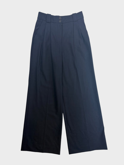 Cefinn Navy Wool Wide Leg Trousers, Size 8