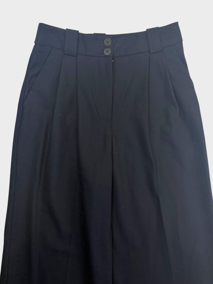 Cefinn Navy Wool Wide Leg Trousers, Size 8
