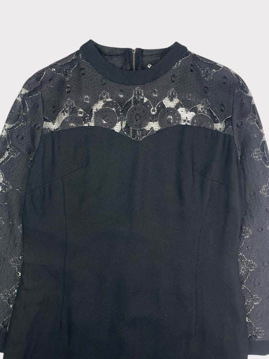 Vintage Black Lace Panel Dress, fits a size 12
