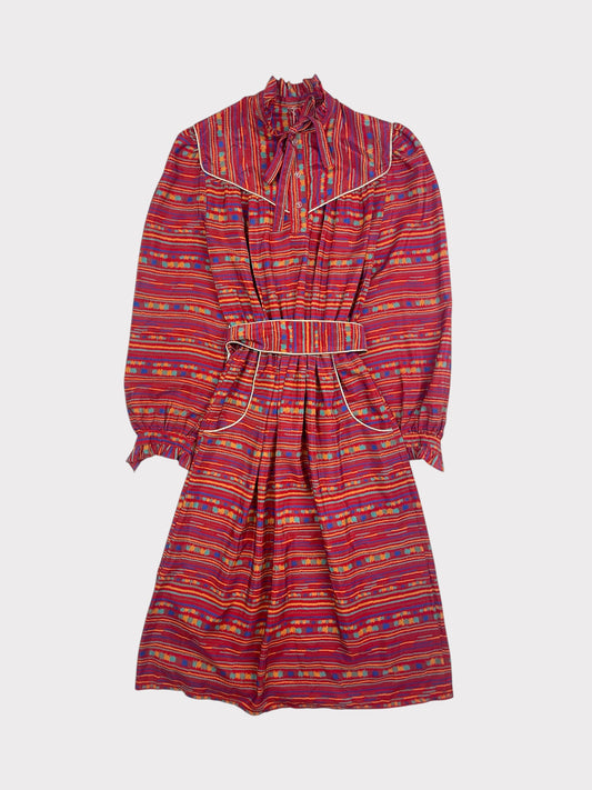 Vintage Red Printed Dress, fits a size 8