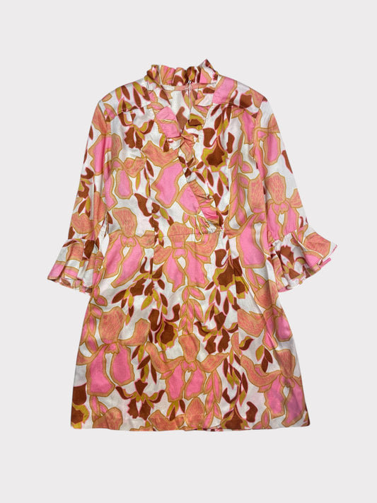 Vintage Pink Floral Dress, fits a size 8