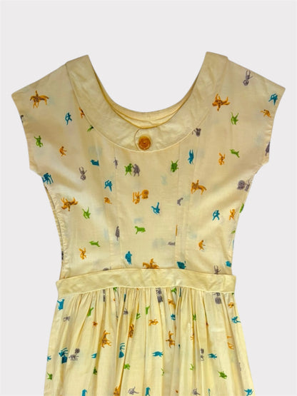 Yellow Printed Dress, Fits a size 8 or 10