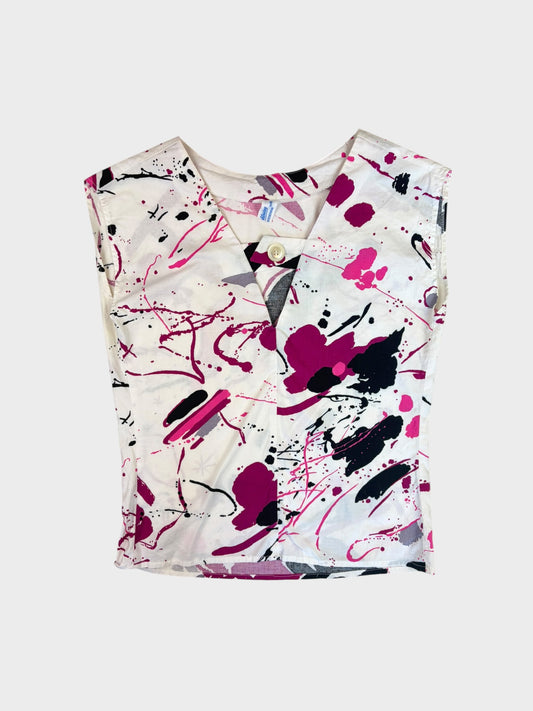 Vintage Printed Cotton Top, Fits a Size 8/10