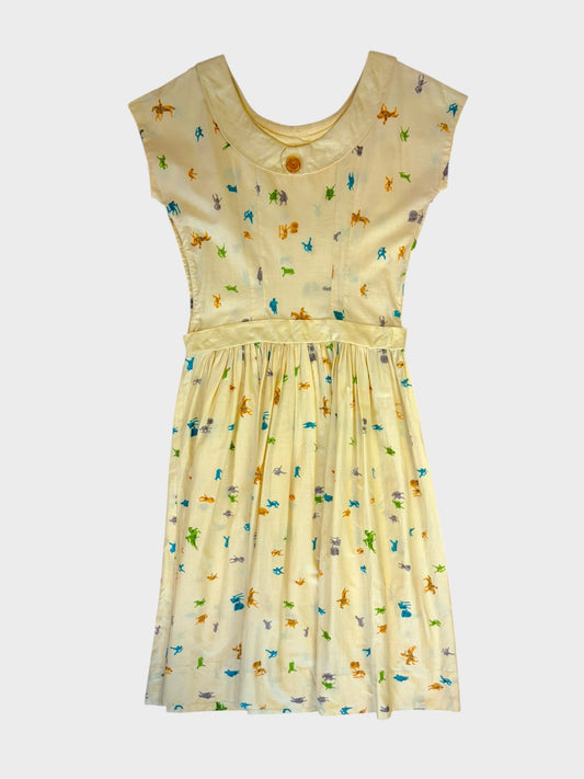 Yellow Printed Dress, Fits a size 8 or 10