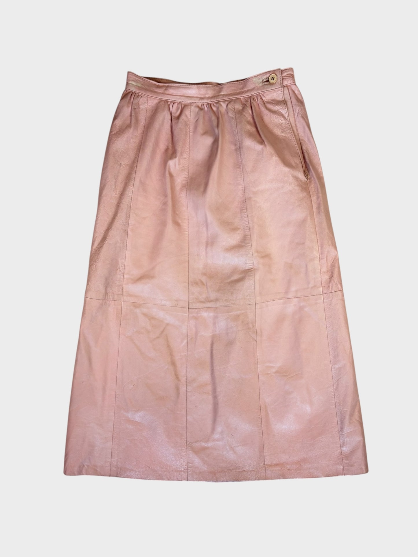 Echtes Leder Vintage Pink Leather Skirt, Fits a size 8