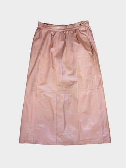 Echtes Leder Vintage Pink Leather Skirt, Fits a size 8