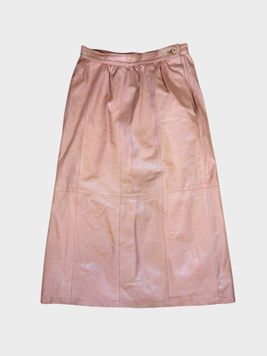 Echtes Leder Vintage Pink Leather Skirt, Fits a size 8