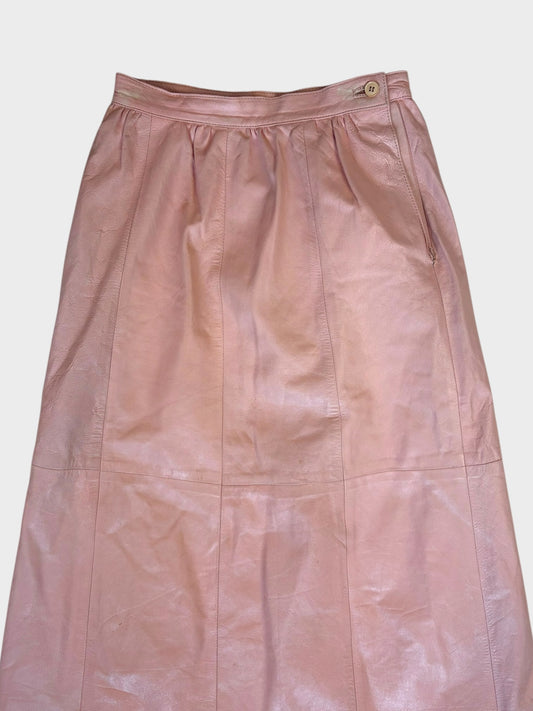 Echtes Leder Vintage Pink Leather Skirt, Fits a size 8