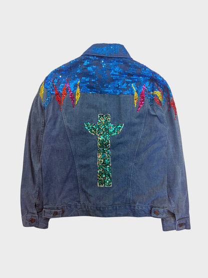 Vintage Mr Leggs Embellished Denim Jacket, Fits a Size 10 or 12