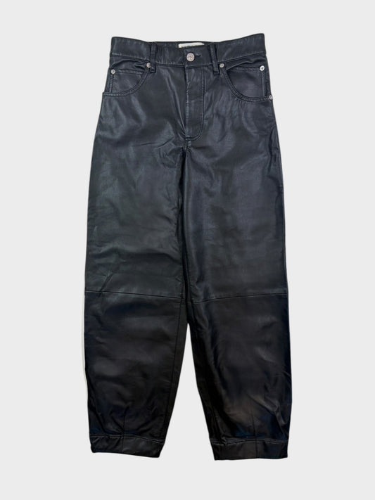 Free People Faux Leather Barrel Trousers, Size 26, BNWT