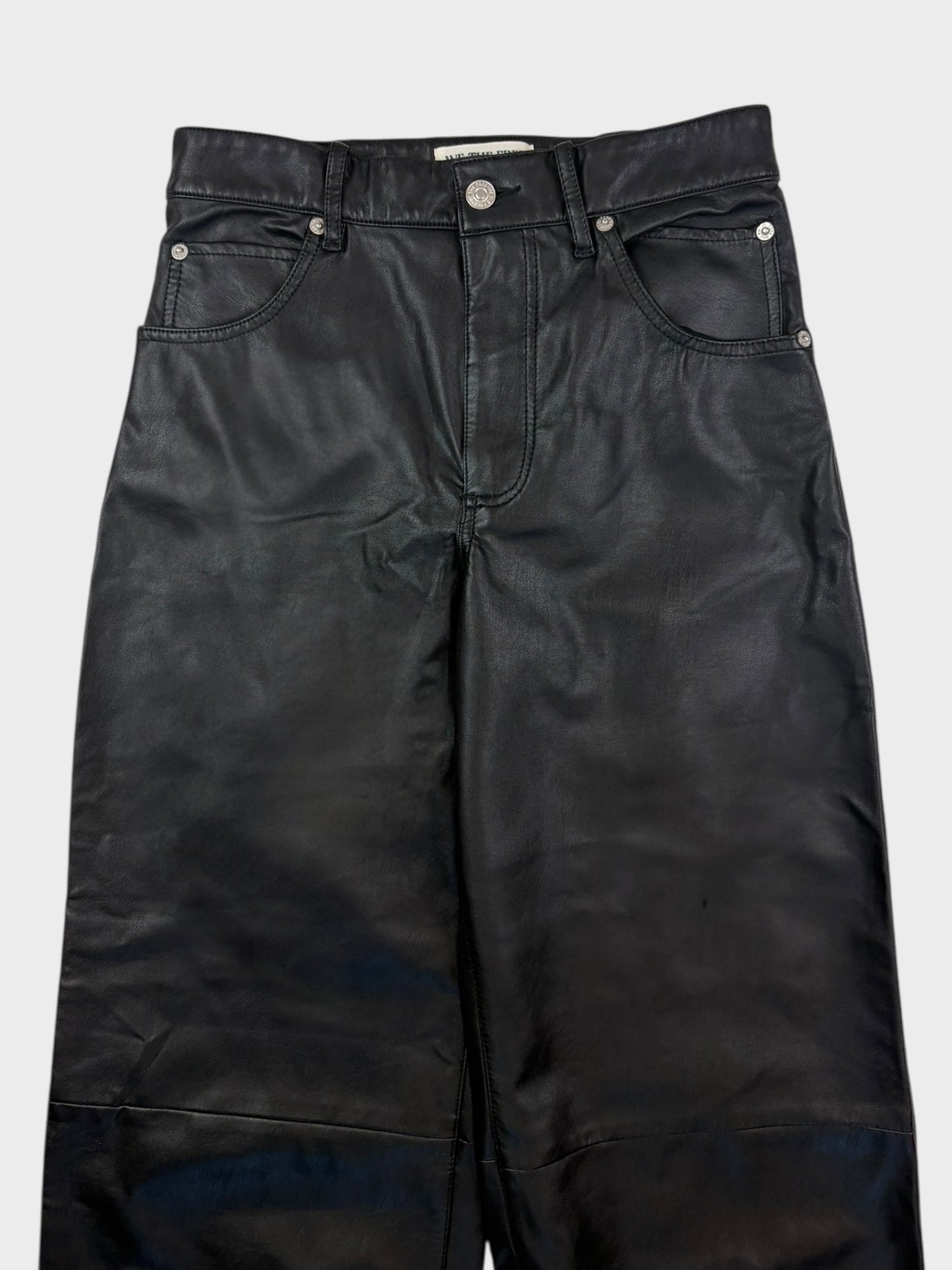 Free People Faux Leather Barrel Trousers, Size 26, BNWT