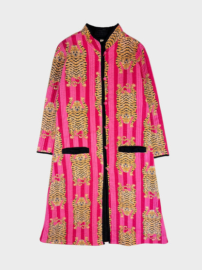 Tiger Print Quilted Jacket, Size M