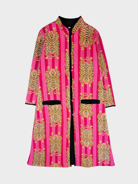 Tiger Print Quilted Jacket, Size M