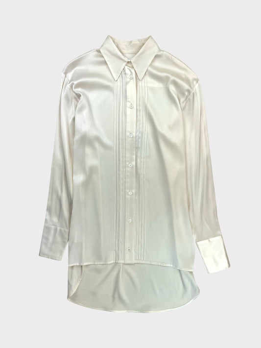 White And White Silk Shirt, Size S Fits a Size 10, BNWT, RRP £375