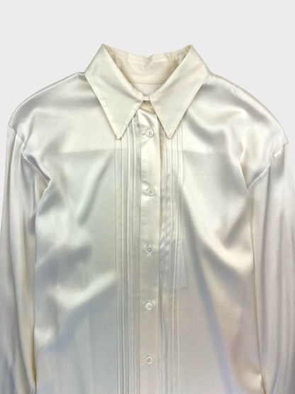 White And White Silk Shirt, Size S Fits a Size 10, BNWT, RRP £375