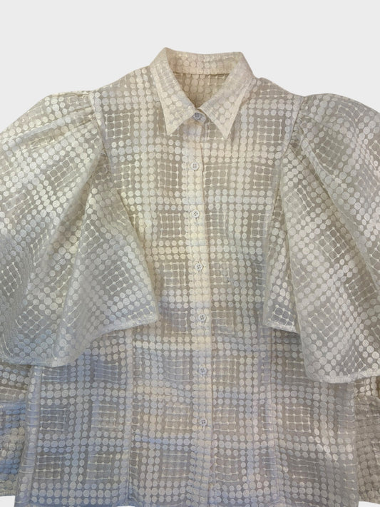 Cream Frill Detail Blouse, Fits a size 10