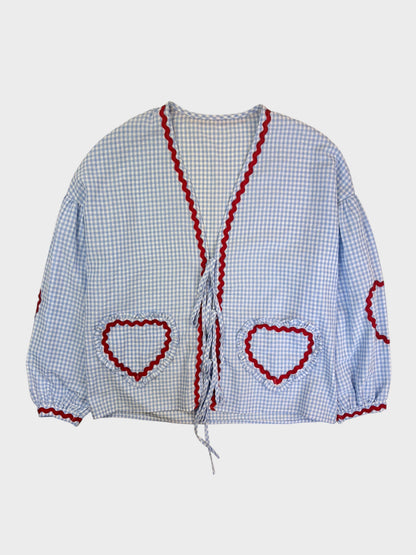 Blue & White Gingham Top, Size M