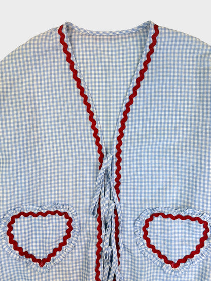 Blue & White Gingham Top, Size M