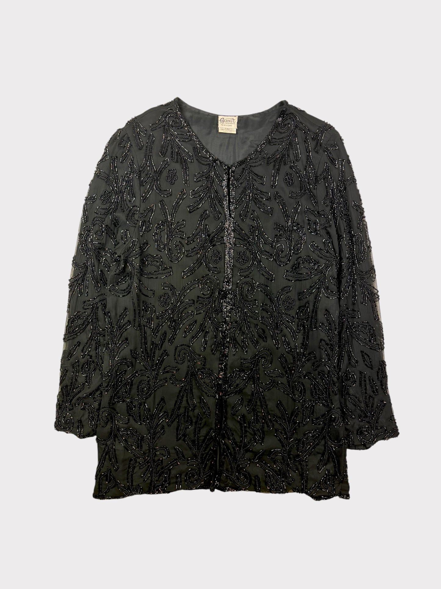 Vintage Beaded Silk Jacket, Size M
