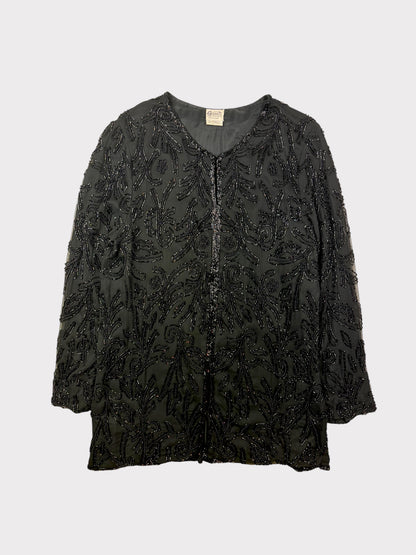 Vintage Beaded Silk Jacket, Size M