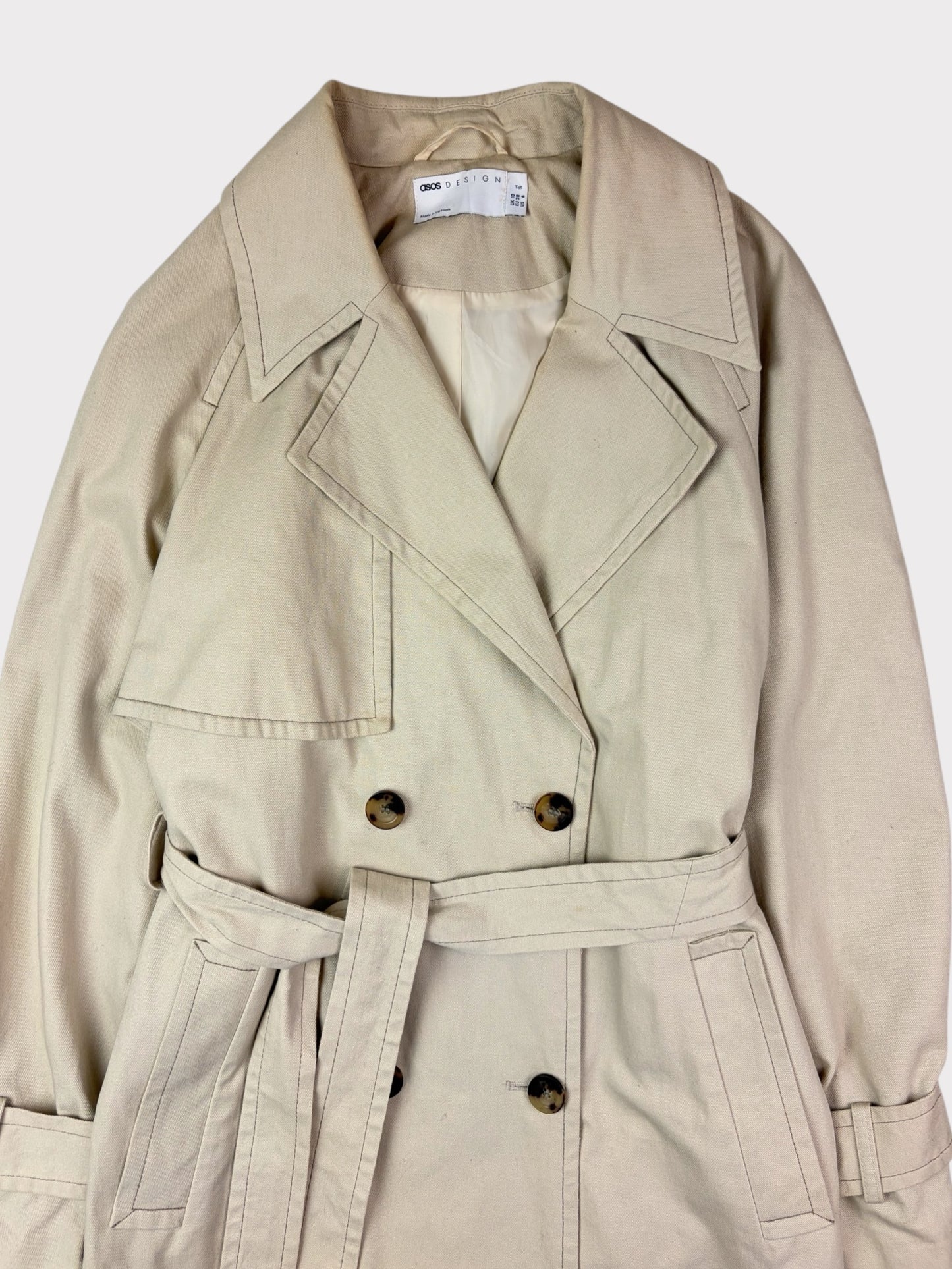 Asos Design Trench Coat, Size 10 Tall
