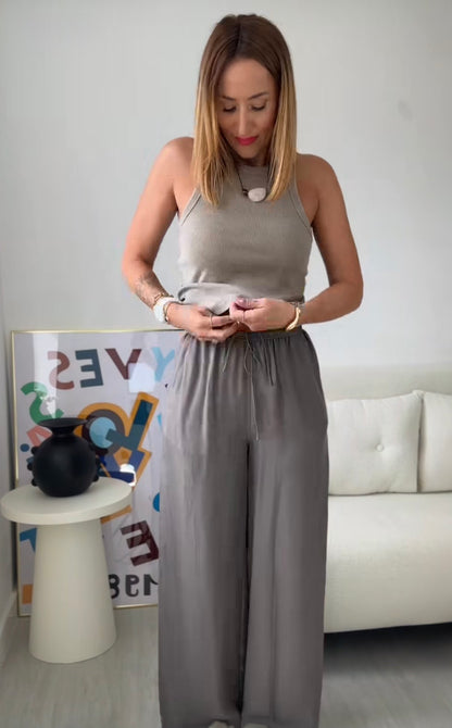 Poetry Silk Wide Leg DrawstringTrousers, Size 10 Long, BNWT