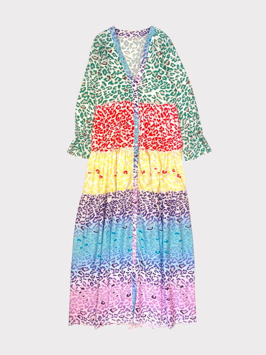 Colourful Animal Print Maxi Dress, Size S- fits a 10 fine