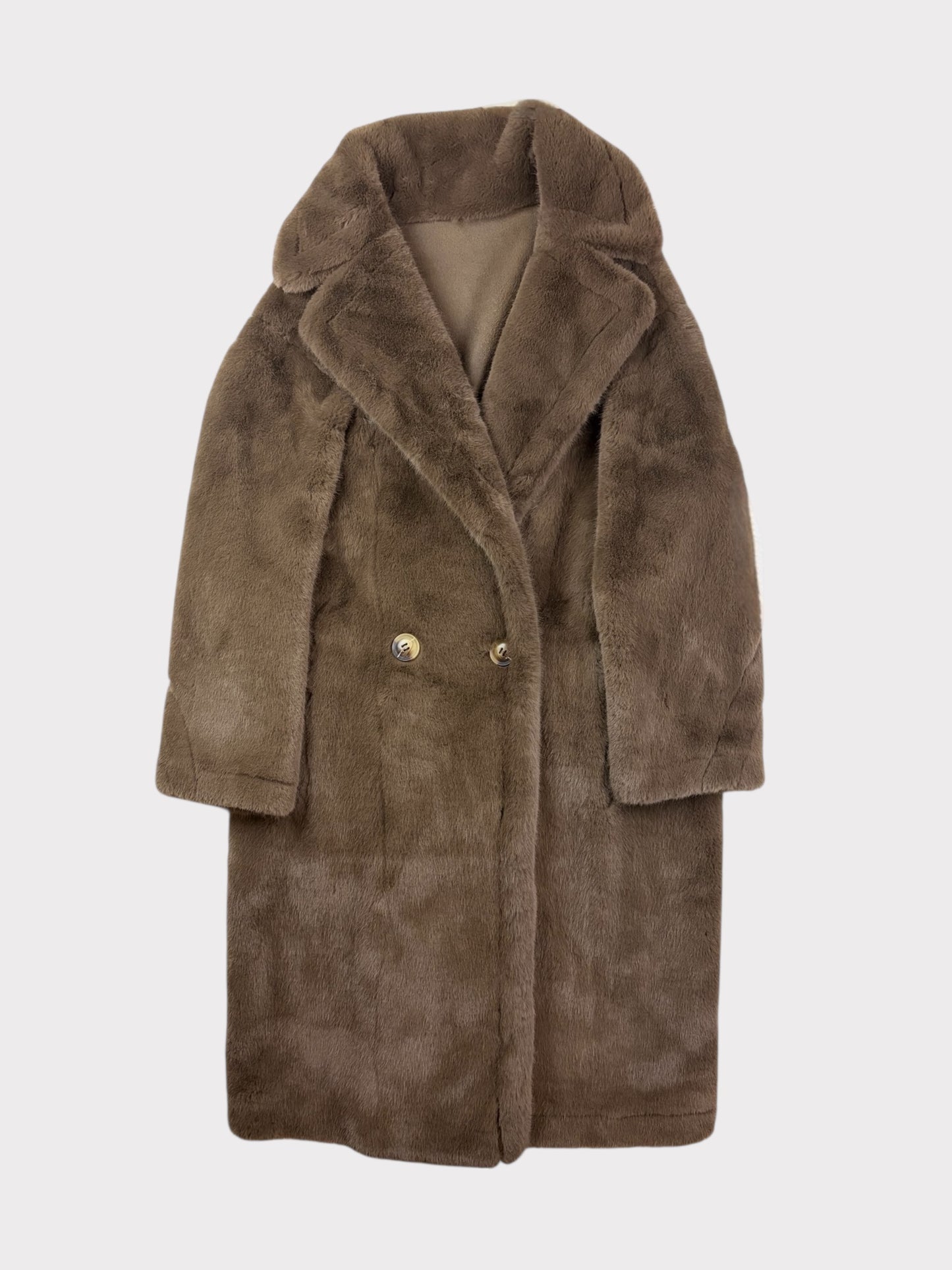 Brown Faux Fur Coat, Fits a Size 10 or 12