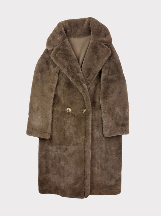 Brown Faux Fur Coat, Fits a Size 10 or 12