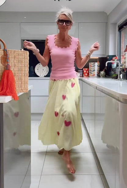 Yellow Silk Blend Maxi Skirt, Fits a Size 8/10