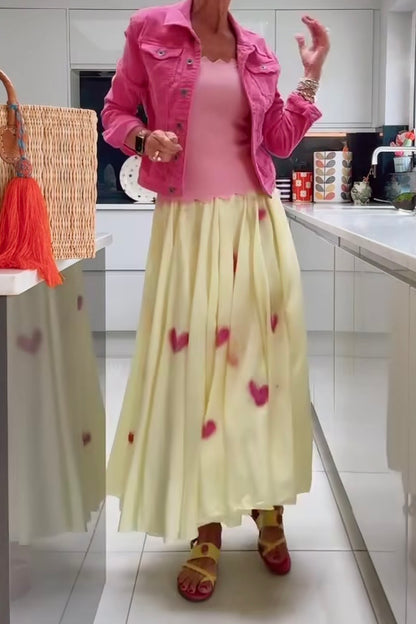 Yellow Silk Blend Maxi Skirt, Fits a Size 8/10