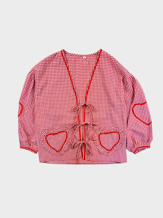 Red Gingham Top, Size M