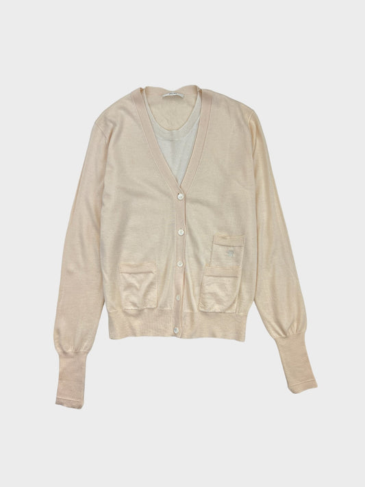 Celine Cashmere and Silk Cardigan, Size L- fits a 12 fine