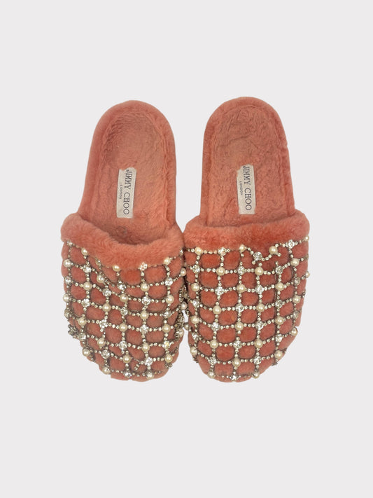 Jimmy Choo Shearling Flats, Size 38