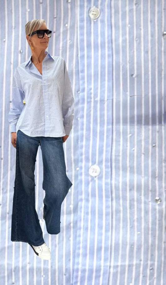 Embellished Stripe Shirt, fits a size 10