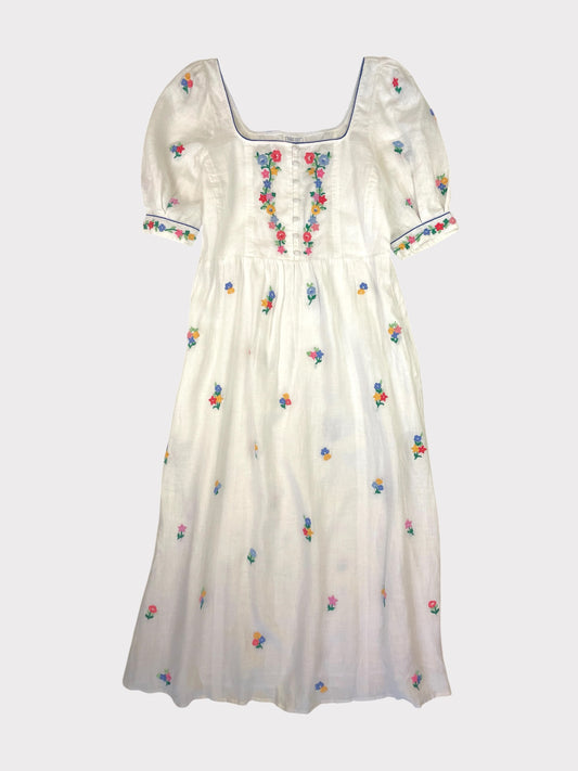Pink City Prints Linen Dress, Size M