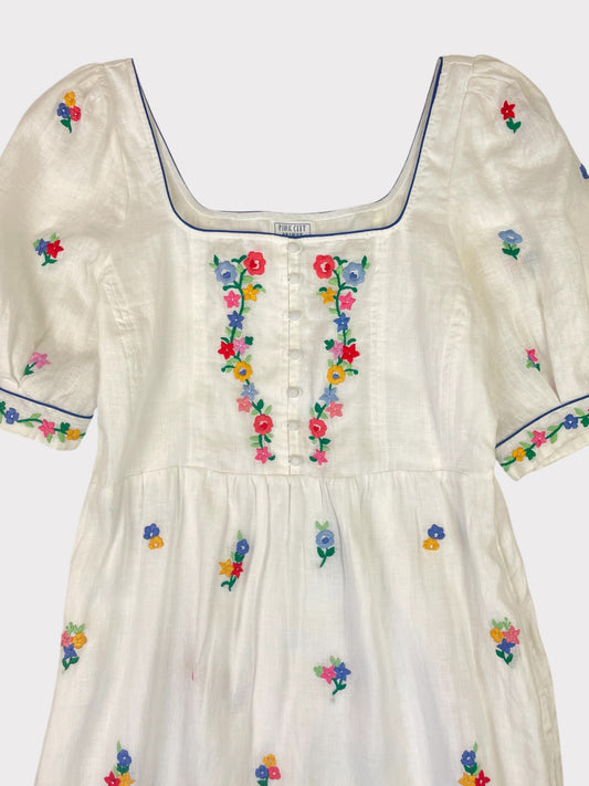 Pink City Prints Linen Dress, Size M