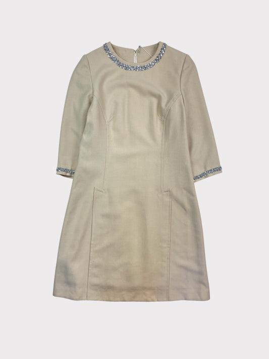 Vintage Cream Embellished Dress, fits a Size 10 or 10/12
