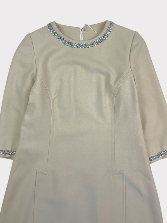 Vintage Cream Embellished Dress, fits a Size 10 or 10/12