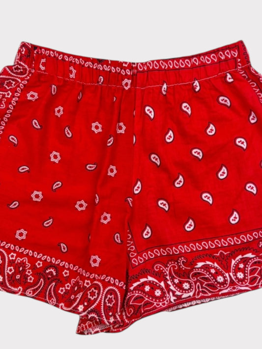 Red Bandana Print Shorts, Fit a Size 8